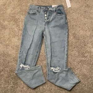 pacsun, high rise,straight jeans. Blue, white wash, size 23, never been worn